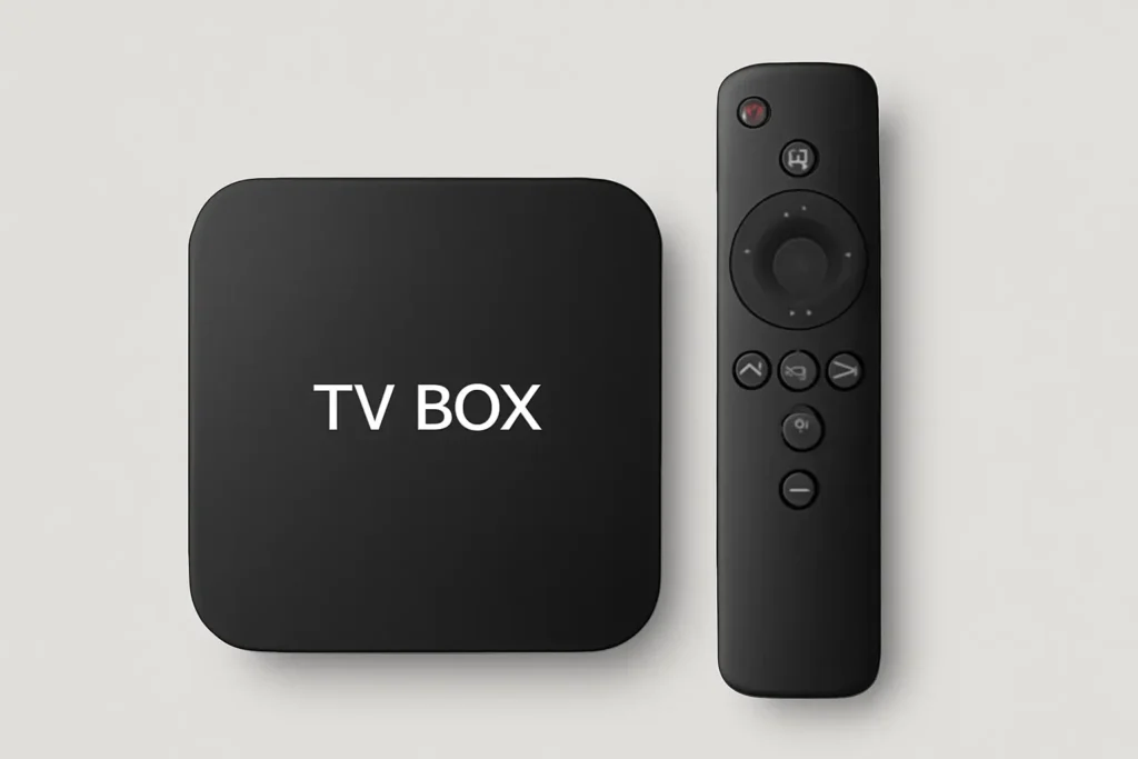 Black TV box with remote control
