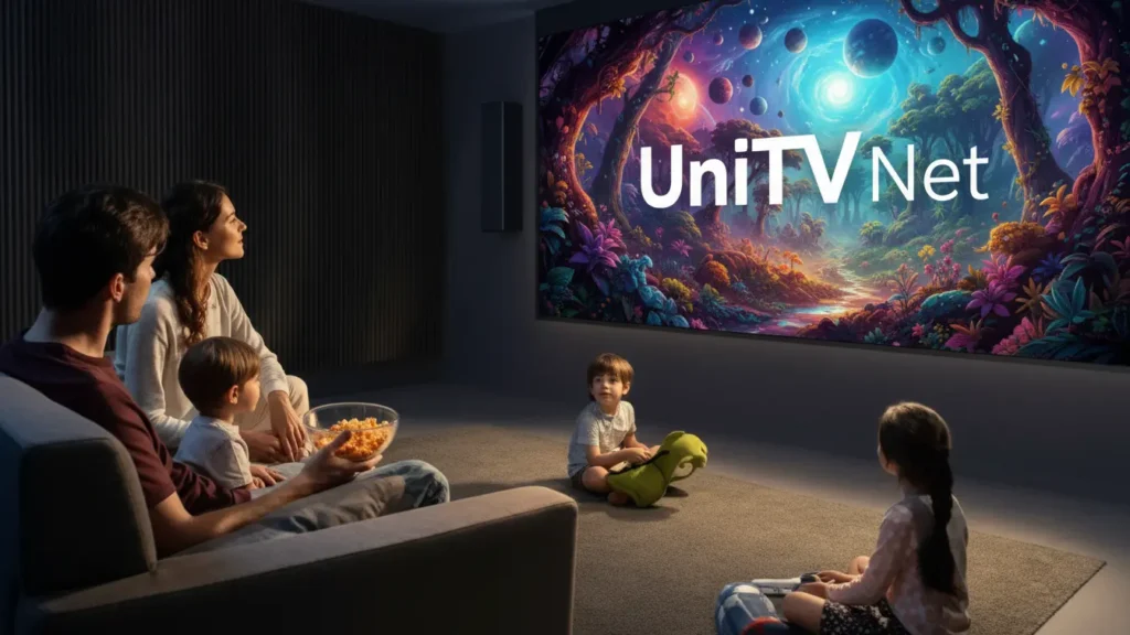family is watching tv