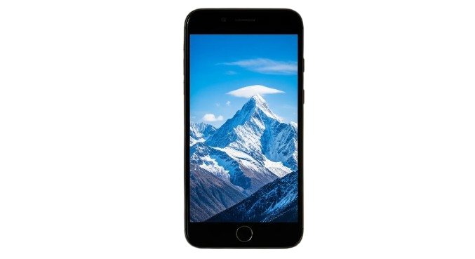 Mountain landscape on smartphone screen